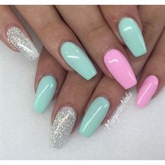 Summer Holiday Nails, Shiny Nails, Top Nail, Easter Nails, Summer Nails Colors, Short Hairstyle, Acrylic Nails Coffin, Silver Nails, Makeup Tutorials