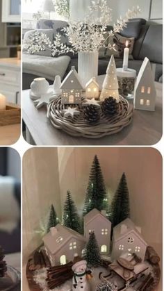 christmas decorations and candles are on display in the living room, dining room or bedroom