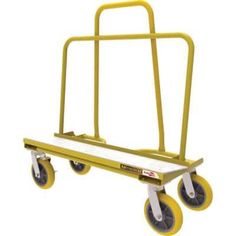 a yellow hand truck with two wheels