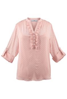 Plus Size Pullover Dot Blouse & Cami Set image, One Stop Plus Casual Ruffled Button-up Blouse, Spring Ruffle Blouse By Forever 21, Daywear Ruffled Button-up Blouse, Pink Ruffled V-neck Blouse, Set Plus Size, Pink Ruffled Button-up Blouse, Cami Set, Shirts Blouses, Swim Accessories