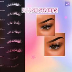 an image of different lashes for the face and eyeliners in this video game