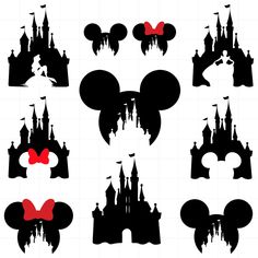 mickey mouse ears and castle silhouettes