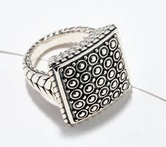 Need something new and exciting to add to your ring collection? Let's get you squared away! This textured, dimensional, and slightly puffed sterling silver ring is a real showstopper with its modern square design. From JAI. Handmade Square Sterling Silver Jewelry, Modern Square Sterling Silver Jewelry, Square Sterling Silver Jewelry With Polished Finish, Silver Square Jewelry With Polished Finish, Southwestern Style Nickel-free Sterling Silver Rings, Bold Rings, Modern Square, Fabulous Jewelry, Chic Accessories