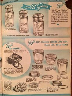 an old advertisement for glass jars with instructions