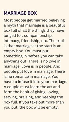 Marriage Box, Marriage Words, Relationship Lessons, Relationship Advice Quotes, Marriage Life, Advice Quotes, Healthy Relationship Advice, Marriage Tips