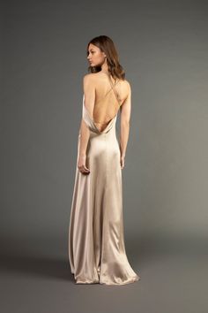 Wrap gown with back cowl and delicate spaghetti straps in silk satin. Fully lined in silk. Imported. **Special orders in custom colors are available with a surcharge. Please allow 2-4 weeks for shipping and note that all special orders are final sale. Please email us at shop@michellemason.com for further inquiries. Composition: 100% silk Dusty Rose Gown, Civil Dress, Cowl Back Dress, Champagne Gown, Cowl Dress, Silk Gown, Satin Gown, Fancy Dresses, Backless Dress Formal