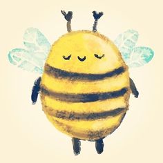 a drawing of a bee with eyes closed