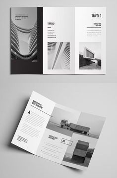 an open brochure with black and white images