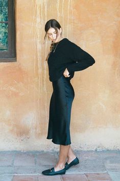 Kendall Slip Skirt | Black Silk Bias Cut Slip Skirt - MERRITT CHARLES Slip Skirt Outfit, Silk Skirt Outfit, Silk Slip Skirt, Black Silk Skirt, Travel Clothes Women, Slip Skirt, Silk Slip, Satin Skirt, Feminine Outfit