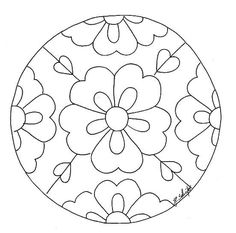 a drawing of a flower in a circle