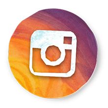 the instagram logo is displayed on an orange and purple circle with watercolor paint