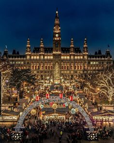 a large building with lots of lights on it