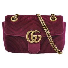 Gucci Marmont Mini Flap Pink Velvet Handbag These are professional photos of the actual bag offered by Luxbags. The Gucci Marmont Mini Flap Pink Velvet Crossbody Bag is a timeless and adaptable accessory designed by the renowned brand Gucci. Its signature V-shaped chevron stitching and prominent GG logo hardware on the flap opening make it instantly recognizable. The gold-tone chain and leather strap add a touch of luxury and convenience. From day to night, this handbag will serve as a staple in your wardrobe. CONDITION: GOOD This preloved authentic handbag is in good condition with moderate signs of wear. Rubbing on the corners and edges. Light tarnishing of the hardware. DETAILS Gucci Marmont Material: Velvet Color: Pink Size: Mini Width 21.5cm x Height 14cm x Depth 6cm Weight 530g Gucci Marmont Super Mini, Gucci Marmont Mini, Marmont Super Mini, Velvet Handbag, Bag Wishlist, Chevron Stitch, Gucci Purse, Gucci Marmont, Professional Photos