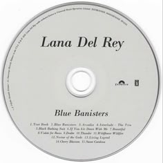 the cd label for lana del ray's blue banisters, which is on display