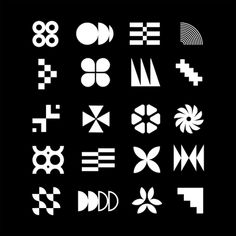 an assortment of different shapes and sizes on a black background