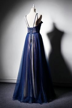 الأزرق الداكن تول الخامس الرقبة المرأة فستان حفلة موسيقية طويلة، الدانتيل يصل فستان السهرة Dark Blue Evening Dress, Prom Dress Dark Blue, Prom Dress Dark, Dark Blue Prom Dress, Blue Evening Dress, Tulle Long Prom Dress, Navy Blue Prom Dresses, Dress Dark Blue, Womens Prom Dresses