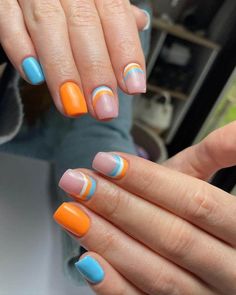 18 Orange Nail Designs to Freshen Up Your Look Beautiful Dawn Designs Nails Ideas Orange, Wedding Guest Nails Ideas, Nail Designs Bright, Orange And Blue Nails, Wedding Guest Nails, Bright Orange Nails, Coffin Shaped Nails, Rose Gold Nail Art, Accent Nail Designs