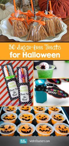 halloween treats for kids and adults to enjoy in the fall, including pumpkins, candy bars