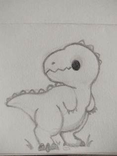 a drawing of a small dinosaur with one eye on it's head, and the other