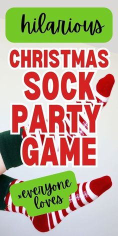 someone is holding up their christmas sock party game