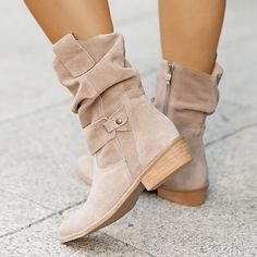 Category:Boots; Upper Materials:PU; Season:Fall,Winter; Heel Type:Block Heel; Gender:Women's; Activity:Walking; Toe Shape:Round Toe; Type:Mid Calf Boots; Style:Vintage,Elegant; Heel Height(inch):1-2; Outsole Materials:Rubber; Occasion:Daily,Outdoor; Closure Type:Zipper; Pattern:Solid Color; Listing Date:09/07/2023; Production mode:External procurement; 2024 Trends:Suede Shoes,Cowboy Boots,Slouchy Boots,Plus Size; Foot Length:null; Foot Width:null; Size chart date source:Provided by Supplier. Stylish Boots For Women, Celana Kargo, Short Suede Boots, Low Ankle Boots, Womens Low Heels, Low Heel Boots, Womens Chunky Heels, Winter Ankle Boots, Low Boots