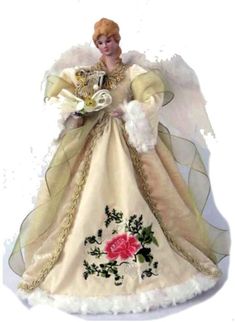 Victorian Angel Tree Topper - The Country Christmas Loft Angel Tree Toppers, Angel Topper, Victorian Things, Angel Decorations, Christmas Angel Decorations, Angel Dolls, Victorian Angels, Victorian Christmas Ornaments, Angel Christmas Tree