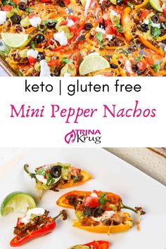 keto and gluten free mini pepper nachos on a cutting board