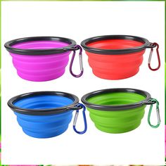 Collapsible Dog Bowls, Portable Foldable Dogs Cats Travel Water Food Bowls with Carabiner Clip for Walking, Traveling,Hiking Dog Camping Gear, Water Food, Dog Food Bowls, Cat Food Bowl, Dog Camping