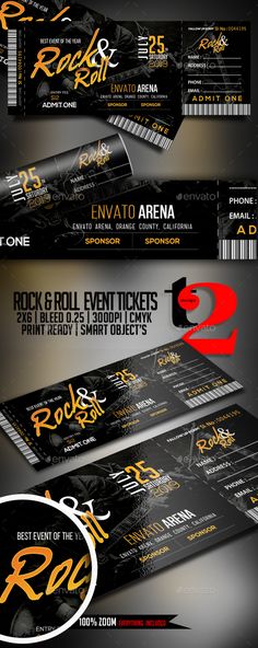 an event ticket design for rock and roll