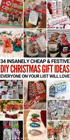 a collage of christmas gifts with the words, diy christmas gift ideas everyone on your list will love