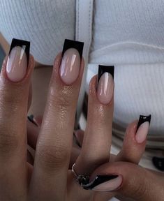 Christmas Nail Ideas, Tapered Square Nails, Black Acrylic Nails, French Tip Acrylic Nails, Cute Nail, Short Square Acrylic Nails, Acrylic Nails Coffin Short, Art Resin