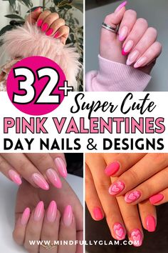 pink valentines day nails