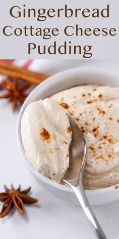 a white bowl filled with cottage cheese pudding