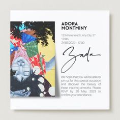 an advertisement for adora montminy with the message bada