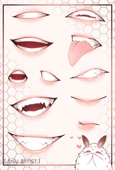 an anime character's mouth with different expressions and facial features, including the lips