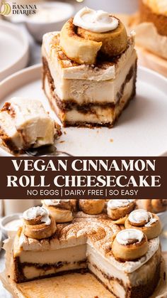 vegan cinnamon roll cheesecake with no eggs and dairy free i so easy to make