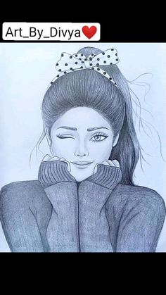 a pencil drawing of a girl with her hands on her face and wearing a sweater