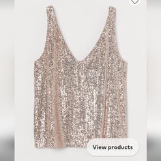 Nwt - Straight- Cut, Sleevless Top In Sequined Mesh. Wide Shoulder Straps And Low V Neck Bith At Front And Back. Jersey Lining In A Beautiful Rose-Gold Color. Holiday Party Fashion, Calf Length Dress, Cut Top, Looks Chic, Party Looks, Party Fashion, Light Beige, Fashion Company