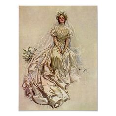 a drawing of a woman in a wedding dress