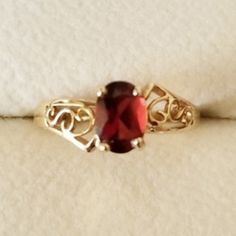 10k Gold Garnet Ring Metal- Solid Gold Color Gold- Yellow Gold Stone- Genuine Garnet Stamped/Makers Markings- 10kt Bands Approximatw Size- 5 3/4 - 6 (See Photos) Approx. Eight- 1.52grams Condition- Used/Vintage, Has Regular Wear Gold Garnet Ring, Stamp Maker, Garnet Jewelry, 6 Rings, Garnet Ring, Gold Stone, Ring Metal, Garnet Rings, Red Stone