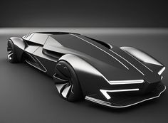 a futuristic car is shown in black and white