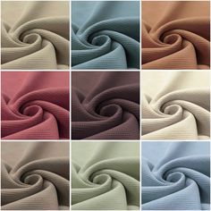 four different colors of fabric with the same pattern on them, all in various sizes