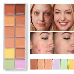 PRICES MAY VARY. 【Excellent Concealer Coverage】Moisturizing, non-clumping, concealing blemishes, easily bid farewell to correct skin tone, and help you create light natural nude makeup, making you beautiful all day. 【Contour Concealer Palette Kit】This palette features 12 color correcting concealers expertly chosen to work together to conceal problem areas, ensure flawless natural makeup. 【Color Correcting Palette】palette helps conceal trouble spots and visibly correct discolorations; Light and m Color Correcting Concealer Palette, Color Correcting Palette, Concealer Tricks, Blush Application, Cream Palette, Color Correcting Concealer, Contour Cream, Correcting Concealer, How To Apply Blush