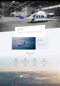 an image of a website page with a helicopter in the air and clouds below it