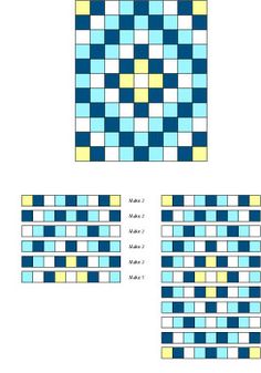 four different squares that are blue and yellow