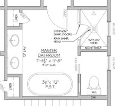 a bathroom floor plan with measurements for the bathtub