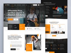 the website design is designed to look like it has an orange and black color scheme