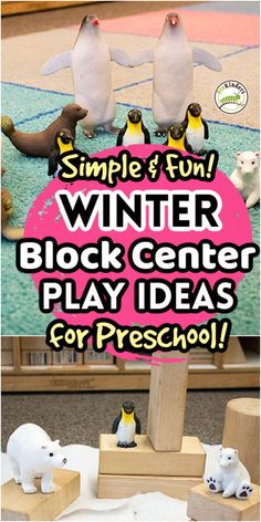 an advertisement for the winter block center play area with penguins, polar bears and penguinlings