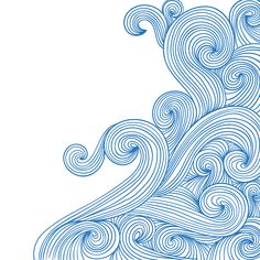 an abstract blue and white drawing of waves