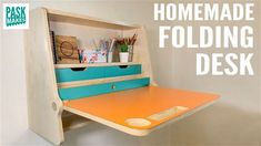 a desk that has been made to look like a folding desk with the words homemade folding desk